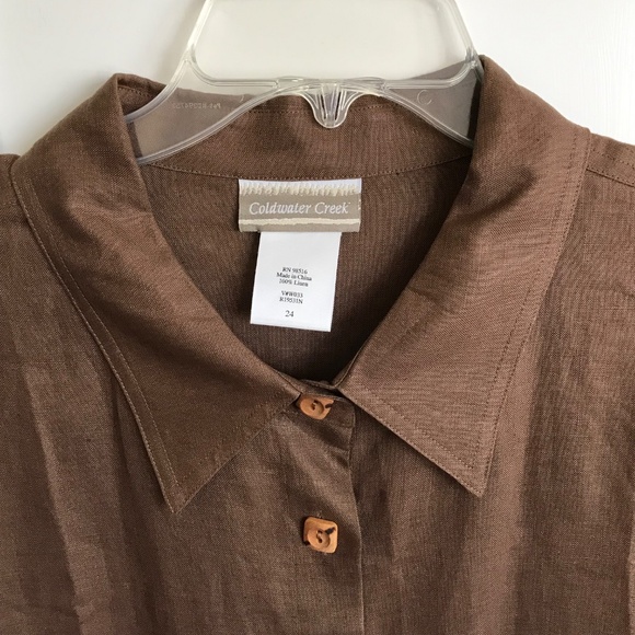 COLDWATER CREEK Linen Tunic Brown Long Sleeve Duster Jacket Women’s Plus Size 24 - Picture 2 of 16